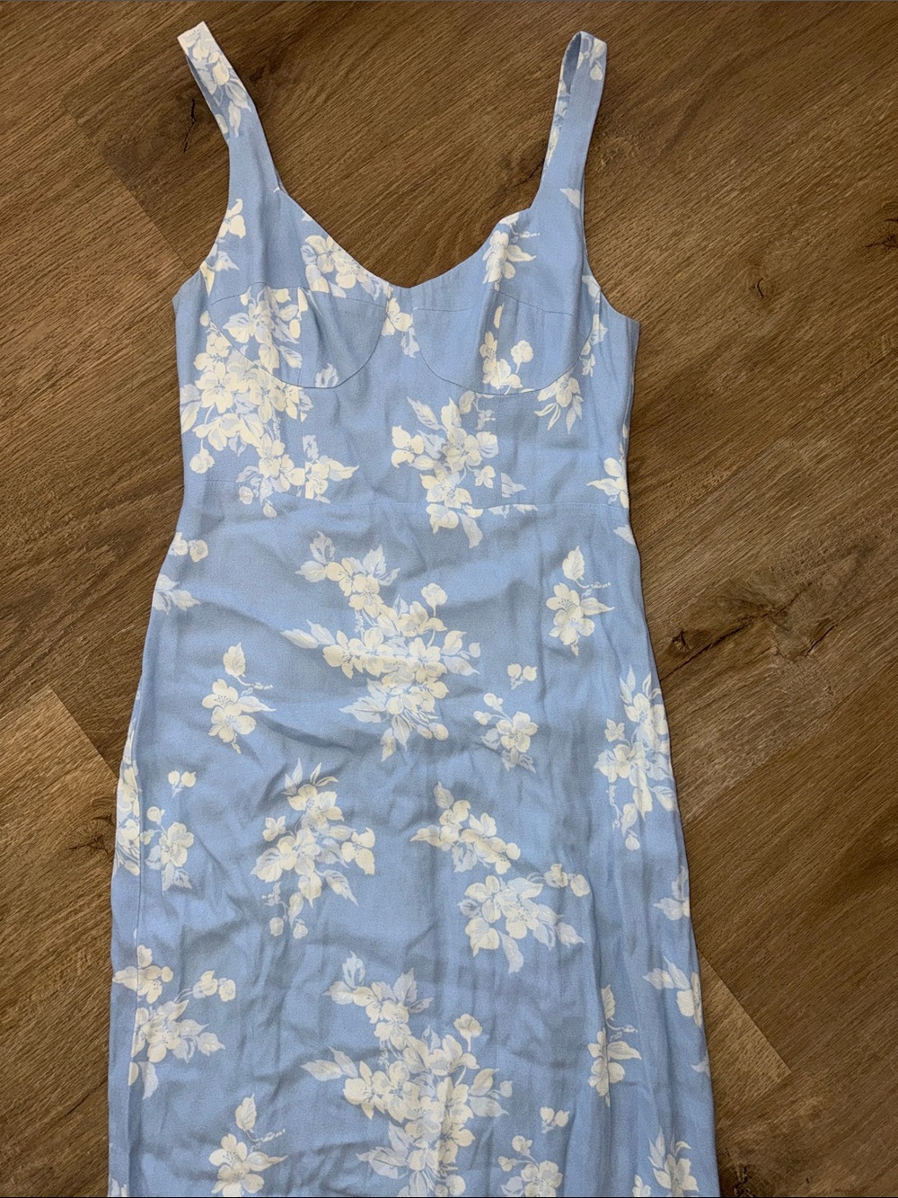 Reformation Reverie Dress Pale Blue Floral Blooms Maxi - Picture 11 of 16